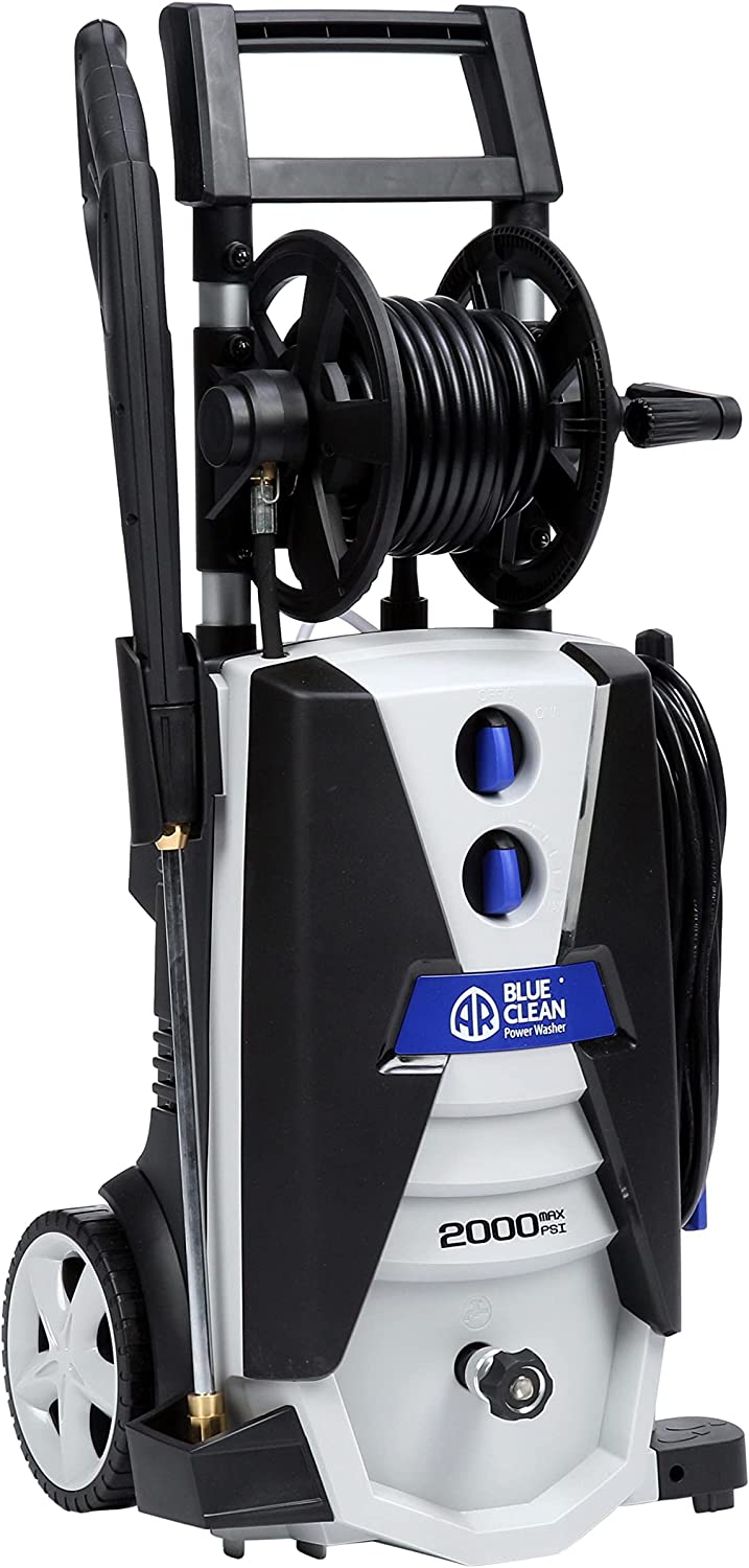AR Blue Clean AR390SS Electric Pressure Washer-2000 PSI, 1.4 GPM, 14 Amps Quick Connect Accessories, Integrated Design, On Board Storage, Portable Pressure Washer, High Pressure, Car washer, Patio