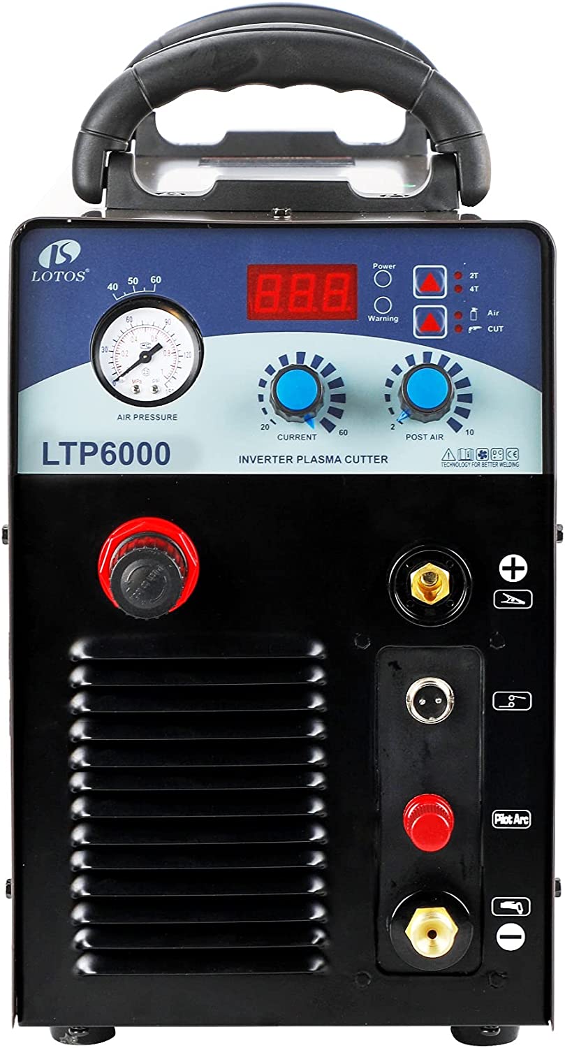 Lotos LTP6000 60Amp Non-Touch Pilot Arc Air Plasma Cutter, 34 inch clean cut, Brown