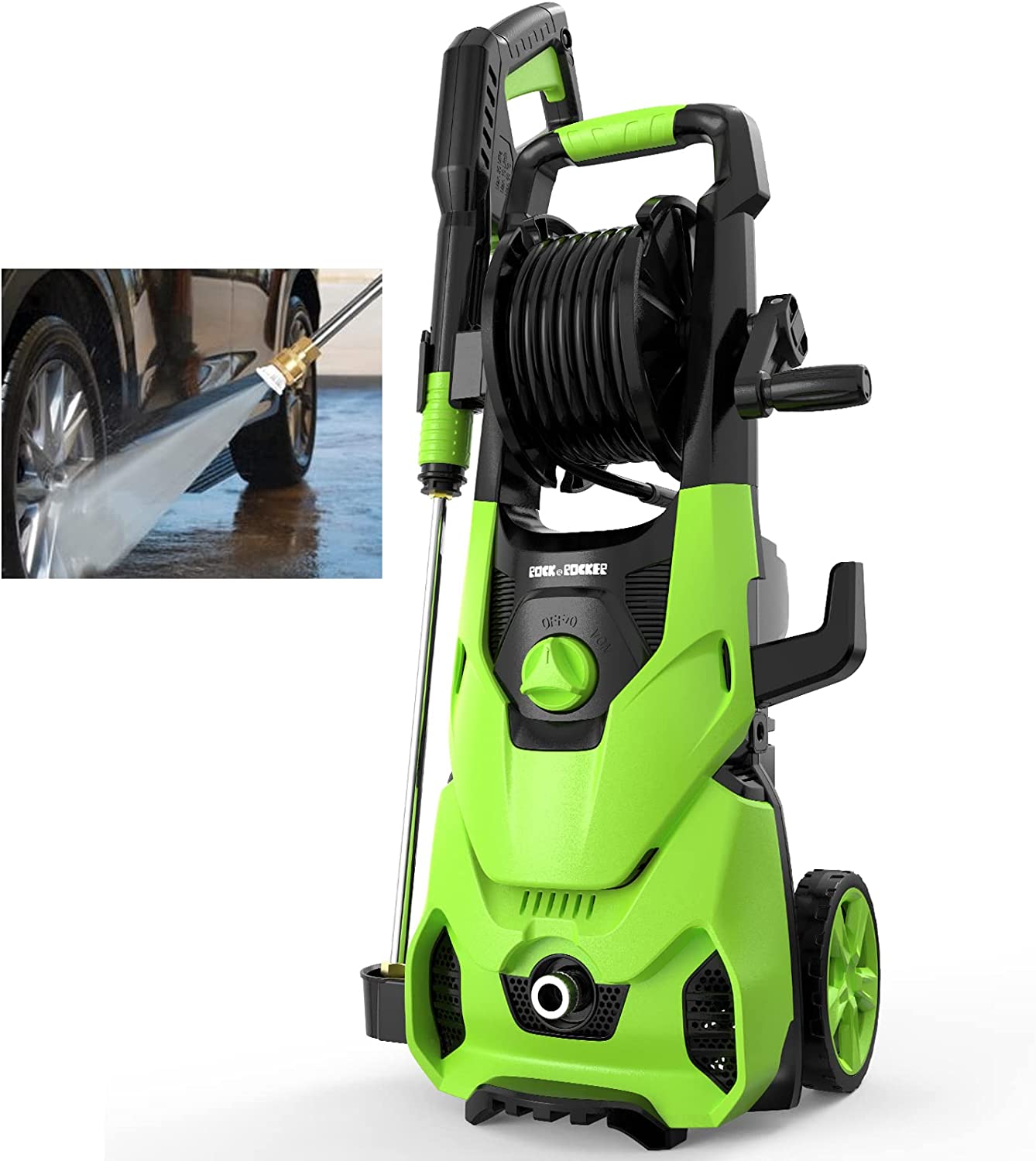 Rock&Rocker Electric Pressure Washer, 2150 Max PSI 2.6 GPM Washer with 4 Nozzles Foam Cannon for Cars