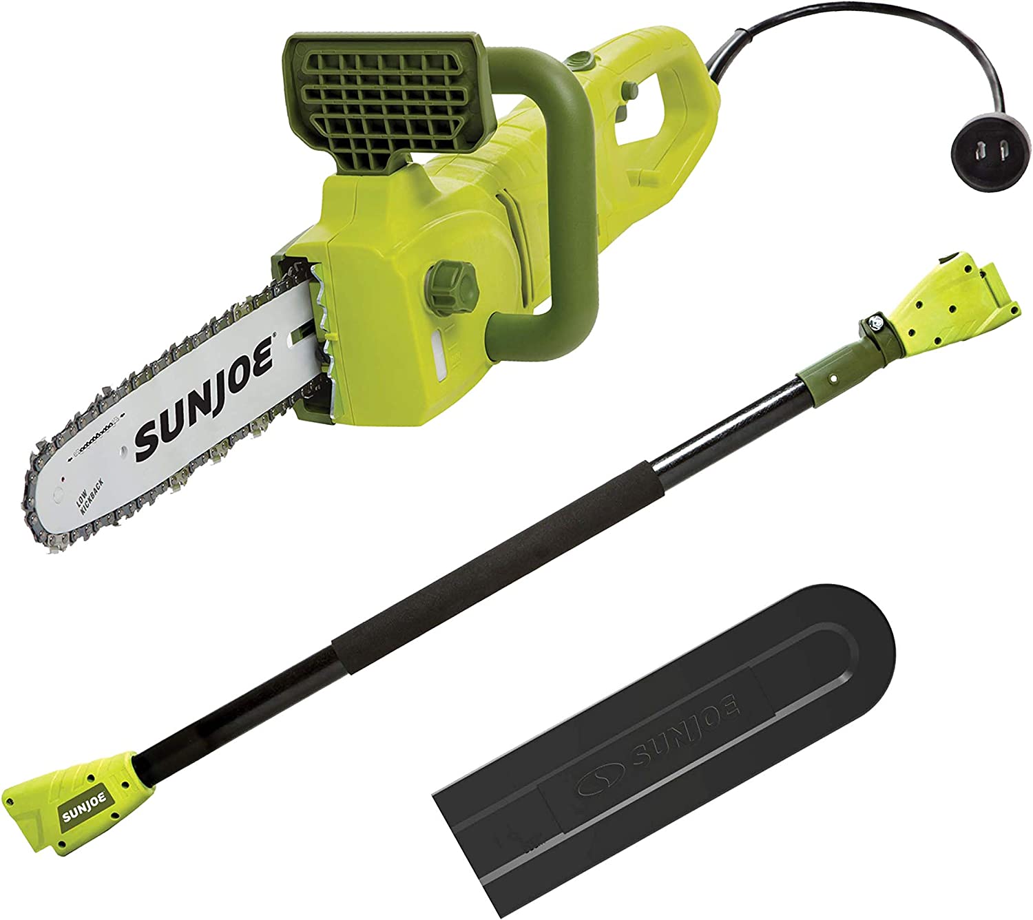 Sun Joe SWJ807E 10 inch 8.0 Amp Electric Convertible Pole Chain Saw, Green