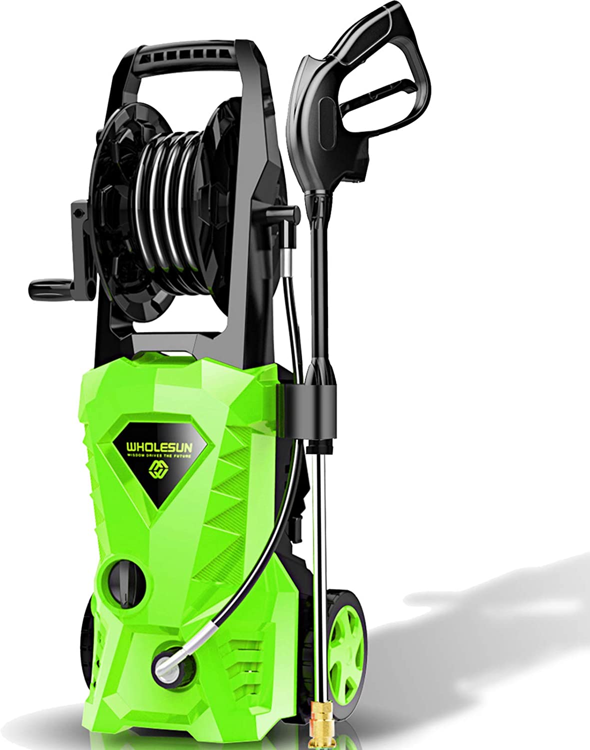 WHOLESUN WS 3000 Electric Pressure Washer 1.58GPM Power Washer 1600W High Pressure Cleaner Machine with 4 Nozzles Foam Cannon for Cars, Homes, Driveways, Patios (Green)