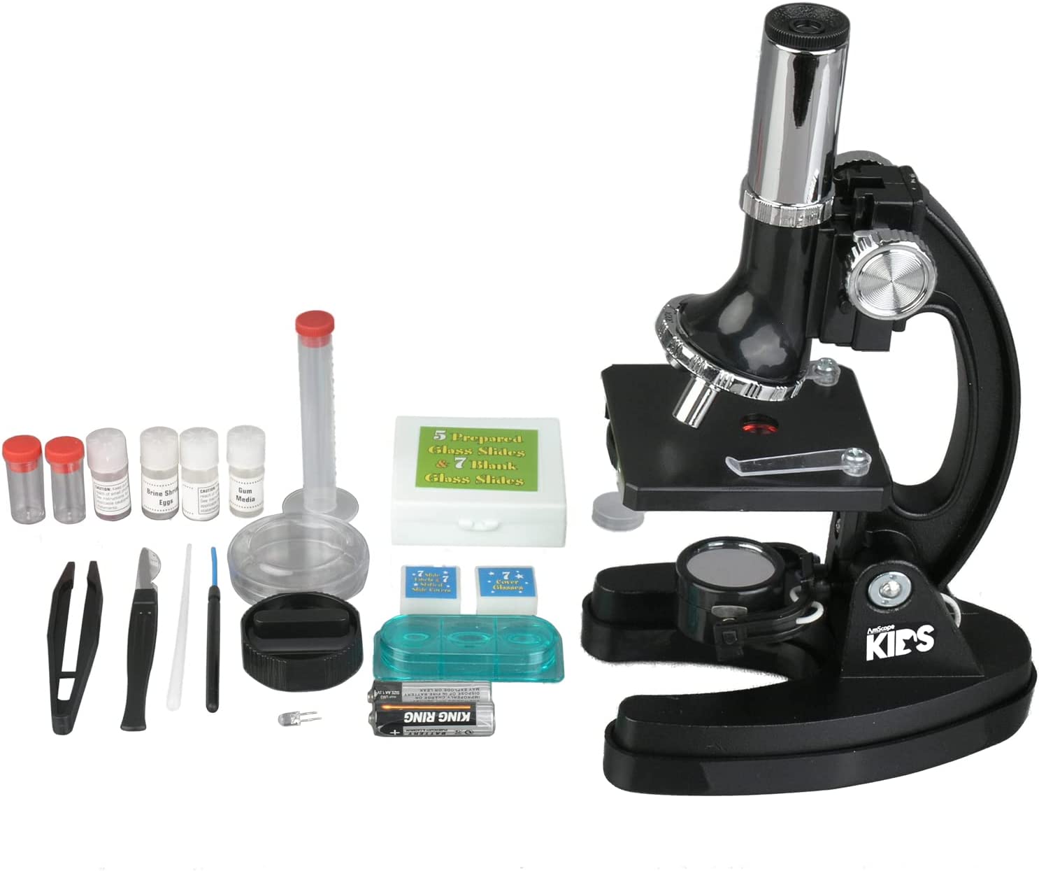 AmScope 120X-1200X 52-pcs Kids Beginner Microscope